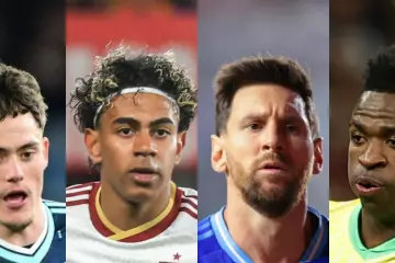 L'Allemagne de Florian Wirtz, l'Espagne de Lamine Yamal, l'Argentine de Lionel Messi et le Brésil de Vinicius font partie des favoris pour le Mondial. (Valeria Witters/WITTERS, Manuel Blondeau/AOP Press, Mutsu Kawamori/AFLO/Presse Sports et Samn Navarro.)