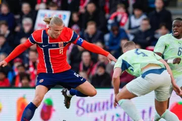 Erling Haaland face à la Suisse ce mardi. (P. Terje /AP)